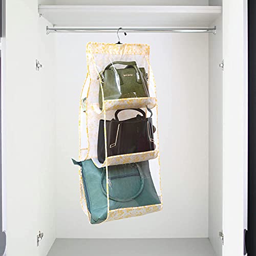 Purse Holder Stand Handbag Holder Wall Hanging Handbag Organizer Women Purse  Rack dust-Proof Hanging Storage Bag Closet for Purse Clutch with 6 Pockets  –