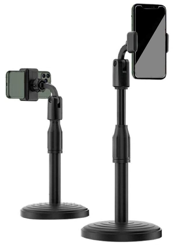 Broadcast Mobile Phone Stand Multi-Angle Adjustable Desk Mount Holder 360 Rotate for Online Classes Live Streaming Shoot Video, Universal Compatible with All iPhone/Android Smartphone