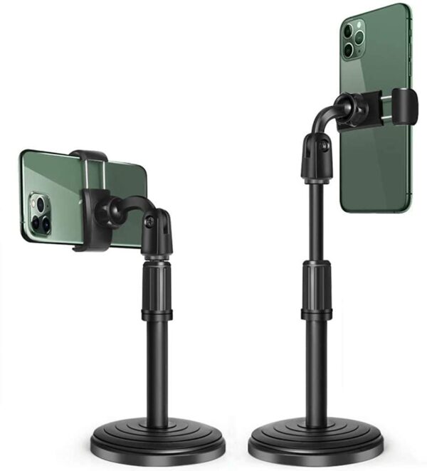 Broadcast Mobile Phone Stand Multi-Angle Adjustable Desk Mount Holder 360 Rotate for Online Classes Live Streaming Shoot Video , Universal Compatible with All iPhone/Android Smartphone