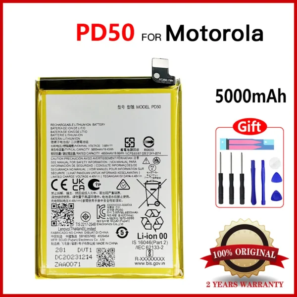 Genuine New Replacement Battery 5000mAh PD50 Battery For Motorola PD50 Mobile Phone Batteries Batteria