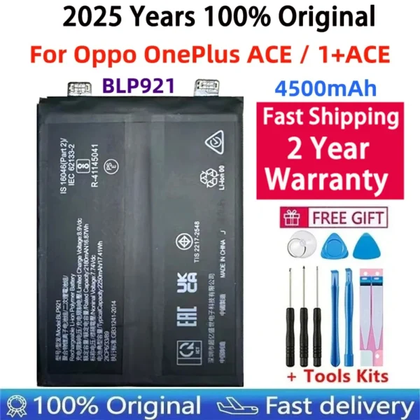 100% Original 4360/4500mAh BLP921 Battery For ONEPLUS ACE / 1+ACE Repair Part Original Capacity Mobile Phone Batteries